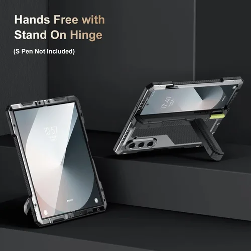 Miniatura 6 de Funda para Samsung Galaxy Z Fold 6 con soporte delgado para bolígrafo S (2023), parachoques de metal de alta resistencia a prueba de golpes, Negro