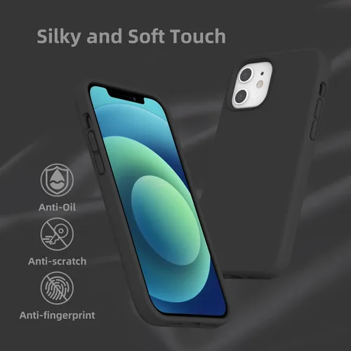 Miniatura 3 de Funda de silicona líquida compatible con iPhone 12/12 Pro, color negro [Protección contra caídas] [Resistente a los arañazos, a prueba de golpes]