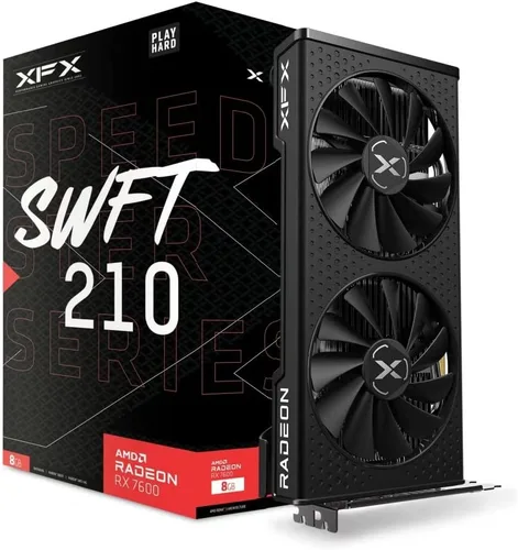 XFX Speedster SWFT210 Radeon RX 7600 - Tarjeta gráfica con 8 GB GDDR6 HDMI 3xDP, AMD RDNA 3 RX-76PSWFTFY