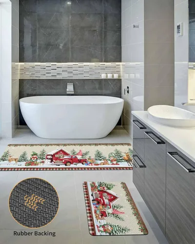 Miniatura 5 de Tapete de baño con diseño de muñeco de nieve para bañera, antideslizante, de secado rápido y absorbente, de tierra de diatomeas, fregadero