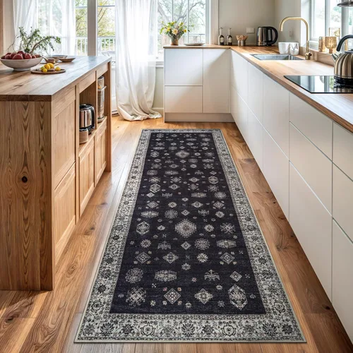 Miniatura 69 de Bloom Rugs - Alfombra lavable, antideslizante, de 1,83 x 2,74 m, color beige/blanco claro con borde tradicional, para sala de estar, dormitorio