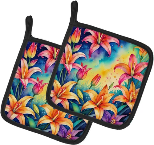 Miniatura 62 de Caroline's Treasures Juego de soportes para ollas de cocina coloridos de Asters, resistentes al calor, almohadillas calientes para cocinar, hornear