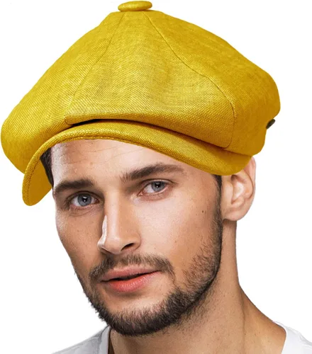 Miniatura 2 de Gorra de Manzana 100% Lino Snap Front Newsboy Drivers Cabbie Gatsby para hombre