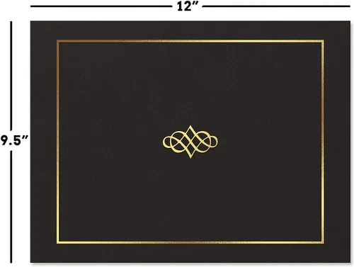 Miniatura 2 de Colección de certificados Ornate Empire Award - Incluye 25 papeles certificados (blanco/dorado), 25 carpetas de lino pesado (negro/dorado), 25
