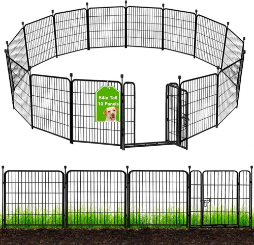 Miniatura 11 de ADAVIN Cercas y Bordes de Jardín de 32 Pulgadas (Alto), 1 Puerta + 3 Paneles Cerca para Perros Exterior para Patio, Cerca Barrera de Metal de Hierro