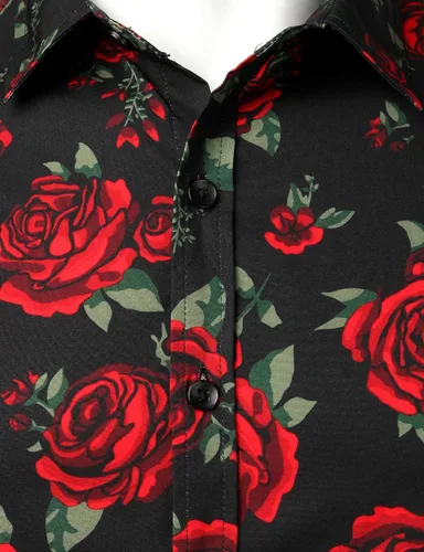 Miniatura 3 de ZEROYAA Camisas de vestir de manga larga con botones y diseño urbano de moda para hombre