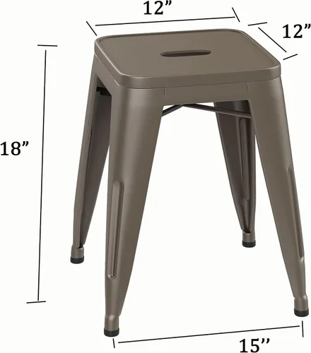 Miniatura 3 de Taburetes cortos de 18 pulgadas para taburetes de aula, juego de 4 sillas de comedor, taburetes de bar de metal, apilables, taburete corto