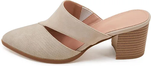 Miniatura 3 de Sandalias de tacón grueso con puntera cerrada y sin parte trasera para mujer, zuecos de meter con recorte