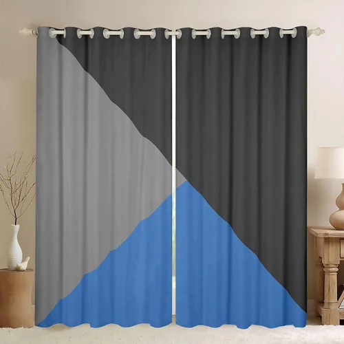 Miniatura 26 de Cortinas opacas de 38 pulgadas de ancho x 45 pulgadas de largo, cortinas opacas de triángulo geométrico naranja, negro, gris claro, cortinas