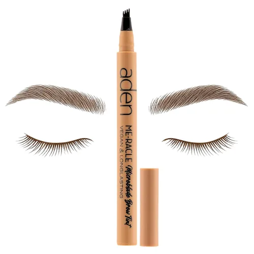 Miniatura 8 de aden Pluma de cejas Microblading - Lápices de cejas impermeables para mujeres - Lápiz de cejas negro de larga duración - Punta de triple trazo