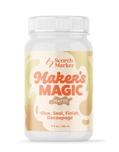 SCORCH MARKER - Maker's Magic Sealer - Acabado mate de 8 onzas, pegamento pegajoso para suministros y materiales de manualidades, base de agua y