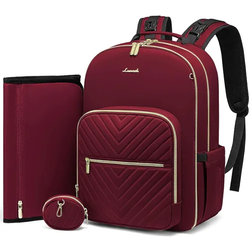 Miniatura 9 de LOVEVOOK - Mochila para pañales, bolso acolchado para bebé con cambiador y porta chupón, mochila impermeable de viaje para pañales para niños