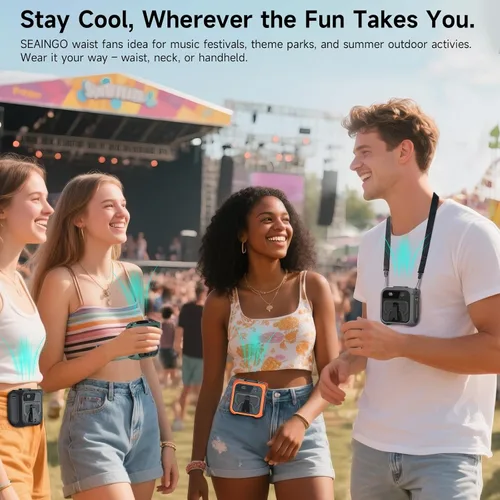 Miniatura 3 de SEAINGO Portable Waist Fan Rechargeable – 10000mAh, 42 ft/s Max, 5 Speeds 16000RPM, Personal Cooling Wearable Clip Body Belt Shirt Fans, Hanging
