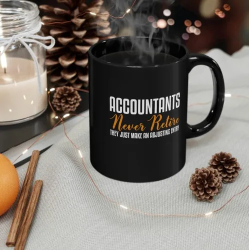 Miniatura 3 de Taza negra de contador jubilado, taza de contabilidad de jubilación, divertida taza de contabilidad CPA para auditor jubilado (11 onzas)