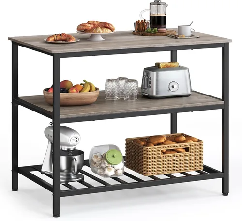 Miniatura 11 de VASAGLE UKKI005B01 - Isla de cocina con 3 estantes, estante de cocina de 39.4 pulgadas de ancho con gran encimera, estructura de acero estable