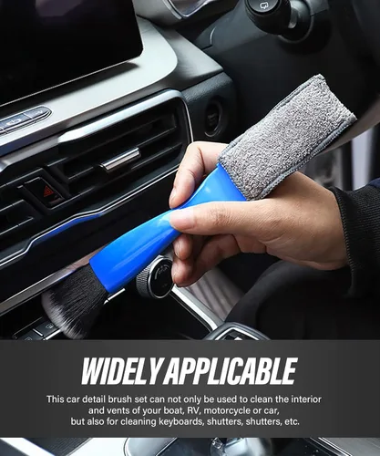 Miniatura 5 de Universal 2 en 1 plumero para limpieza de coche, herramienta de cepillo de coche, cepillo de doble cabeza, cepillo de detalles interiores de auto