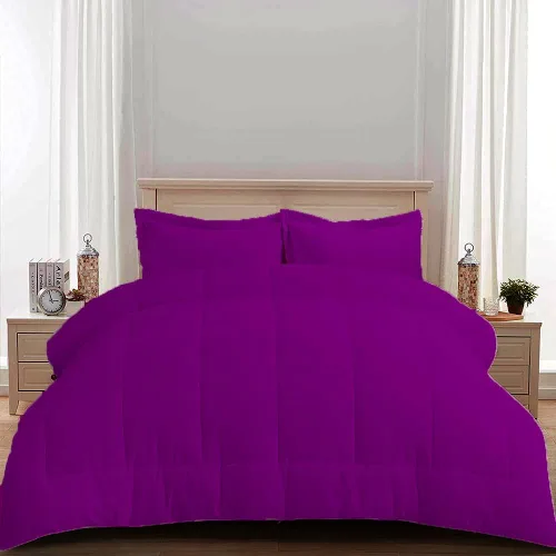 Miniatura 8 de Edredón 100% algodón egipcio de 500 GSM, súper suave, relleno alternativo de plumón con 2 fundas de almohada, colección de insertos para clima frío