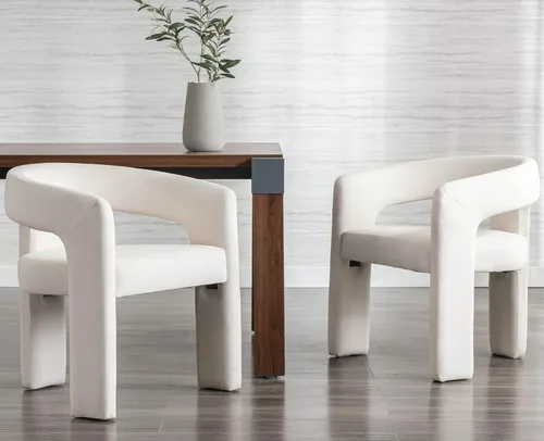 Miniatura 15 de VESCASA Silla de Comedor de Barril de Terciopelo con Respaldo Abierto, Sillón Lateral de Acento Moderno Tapizado con 3 Patas para Caqui-terciopelo