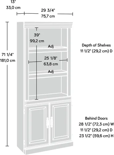 Miniatura 5 de Estantería con puertas y cinco estantes, de la colección Heritage Hill, 71 pulgadas de altura, Laminado, Cereza
