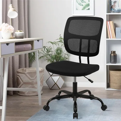 Miniatura 9 de CLATINA Silla de oficina en casa, sin brazos con ruedas, silla de escritorio pequeña de altura ajustable, sillas giratorias de trabajo de malla
