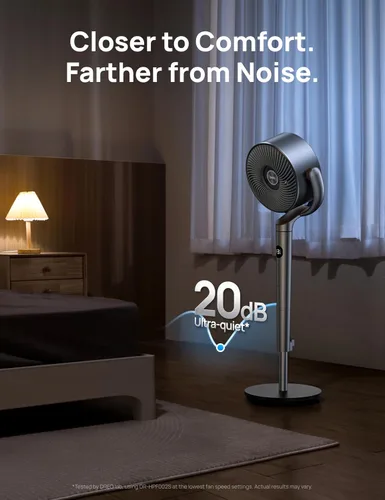 Miniatura 8 de Dreo - Ventilador de pie, oscilación inteligente de 120°+120°, ventiladores de piso con control Wi-Fi/por voz, ventilador de 90 pies