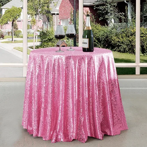 Miniatura 64 de Manteles redondos de lentejuelas negros para fiestas, de 121,9 cm, mantel redondo de purpurina ajustado, pequeño, lindo y dulce, para boda