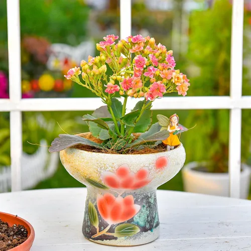 Miniatura 2 de Sungmor Macetas grandes para suculentas de 7.5 pulgadas, bonita maceta de cerámica pintada a mano con drenaje, maceta de cactus para interiores