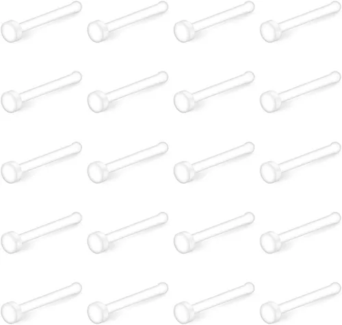 Ruifan Anillo de hueso de nariz transparente de 22G Bioflex, retenedor para el cuerpo, joyería para el cuerpo, parte superior plana de 0.079 in,