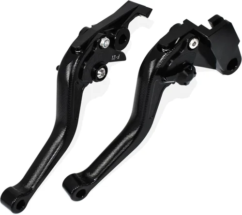 3D Fishbone Pattern Short Brake Clutch Lever for Yamaha Fazer FZ-1 FZ-8 FZ-6 FZ-6R FZS600, CNC Aluminum Alloy Made (Black)