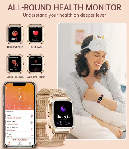 Miniatura 3 de Reloj inteligente para mujer (respuesta/hacer llamadas) 1.59 pulgadas rastreador de actividad física con monitor de sueño de frecuencia cardíaca