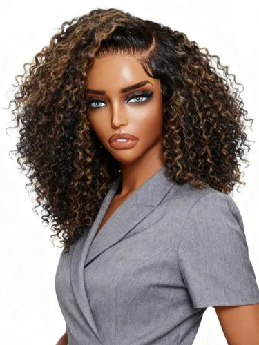 Miniatura 11 de Pelucas de cabello humano Bob de Beauty Forever, rubia con raíces marrones, parte lateral, corte recto, 7x5 encaje HD, adiós a los nudos, peluca Bob