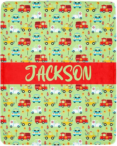 Miniatura 17 de Artsadd Mantas personalizadas con nombre y diseño de transporte para bebé niño de 30 x 40 pulgadas, manta personalizada de camión con nombre