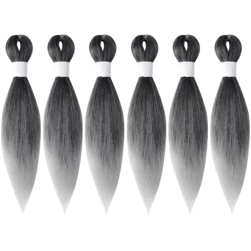 Miniatura 8 de Cabello trenzado preestirado de 10 pulgadas, 4 paquetes, extensiones de cabello corto para trenzas, cabello sintético preestirado #1 (negro azabache)