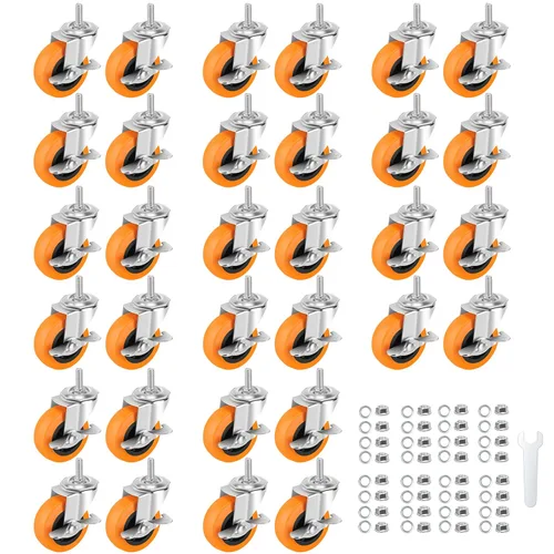 Miniatura 19 de Ruedas giratorias, juego de 4 ruedas giratorias de bloqueo de 3 pulgadas, 3/8-16 x 1 (diámetro del tornillo 3/8 pulgadas, longitud 1 pulgada)