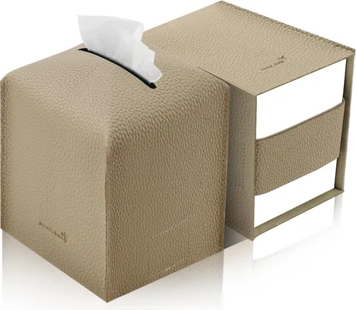 Miniatura 11 de Funda para caja de pañuelos 5 x 5 x 5 pulgadas de piel sintética, organizador cuadrado de caja de pañuelos en cubo para baño, encimera de tocador