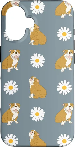 Miniatura 31 de Funda para iPhone 11 Pro English Bulldog and Daisy Flower Pattern Dusty Blue