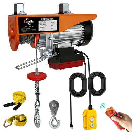 Polipasto eléctrico de 880 libras, control remoto inalámbrico/con cable 2 en 1, cabrestante de elevación de ático de 110 V/120 V, velocidad de 16