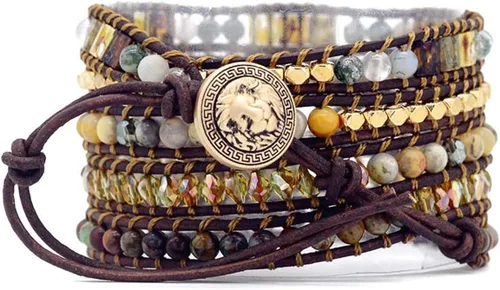 Miniatura 79 de ZOSOJONA - Pulseras bohemias hechas a mano de piedra natural, que dan vuelta, con cuentas de cristal de turquesa