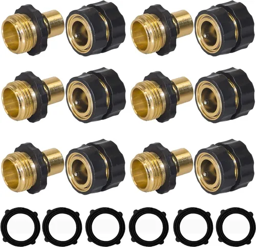 Miniatura 8 de Hourleey Conector rápido para manguera de jardín, conector rápido de 3/4 pulgadas, macho y hembra, 3