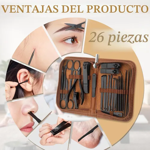 Miniatura 8 de MINKINH Juego de manicura profesional para cortaúñas, kit de manicura de acero inoxidable de 26 piezas, herramientas para el cuidado de uñas