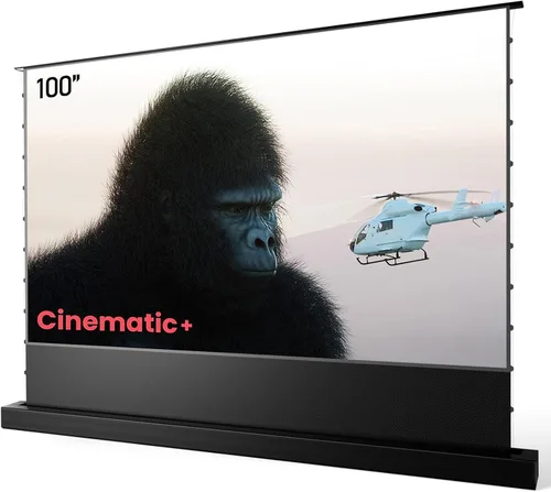 AWOL VISION ALR-F210C - Pantalla de proyector motorizada de 100 pulgadas para proyector de tiro ultra corto, pantalla de proyector para cine en