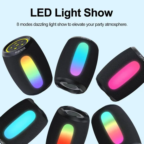 Miniatura 3 de Altavoz Bluetooth portátil, potente altavoz inalámbrico estéreo de sonido fuerte 2026, 8 modos LED, IPX5 impermeable, hasta 36 horas