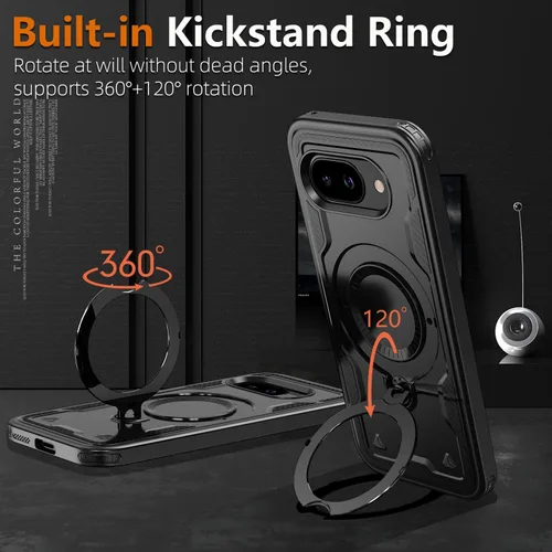 Miniatura 3 de Funda magnética para Google Pixel 9A compatible con cargador inalámbrico MagSafe, para Pixel 9A, funda de teléfono integrada de 360 °, con 2