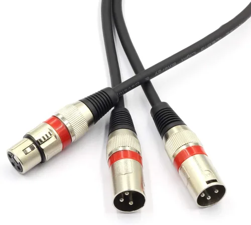 Miniatura 7 de Cable divisor XLR hembra a macho dual de 3 pines y cable de parche en Y para micrófono, adaptador de audio equilibrado (50CM)