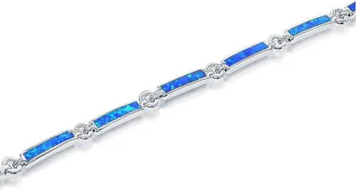 Miniatura 3 de Pulsera de plata de ley de 70in con ópalo azul