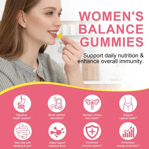 Miniatura 2 de Probióticos vaginales fuente de gomitas femeninas, equilibrio de pH, gomitas de equilibrio femenino para mujeres, probióticos para mujeres salud