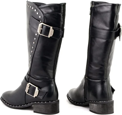 Miniatura 6 de Milwaukee Leather MBL9423 Botas con tachuelas negras para mujer