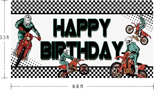 Miniatura 2 de Pancarta grande de cumpleaños de motocross, decoración de suministros de fiesta de cumpleaños de motocross, fondo de fondo de fiesta de cumpleaños