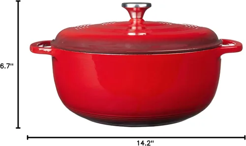 Miniatura 5 de Lodge, EC7D43 - Horno holandés de hierro fundido esmaltado, 7.5 cuartos de galón, rojo (Island Spice Red)