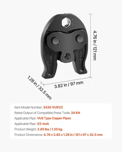 Miniatura 7 de VEVOR Mandíbula ProPress de 1/2" para herramientas de prensa de serie compacta, mandíbula de prensado de acero endurecido 52 HRC - Compatible